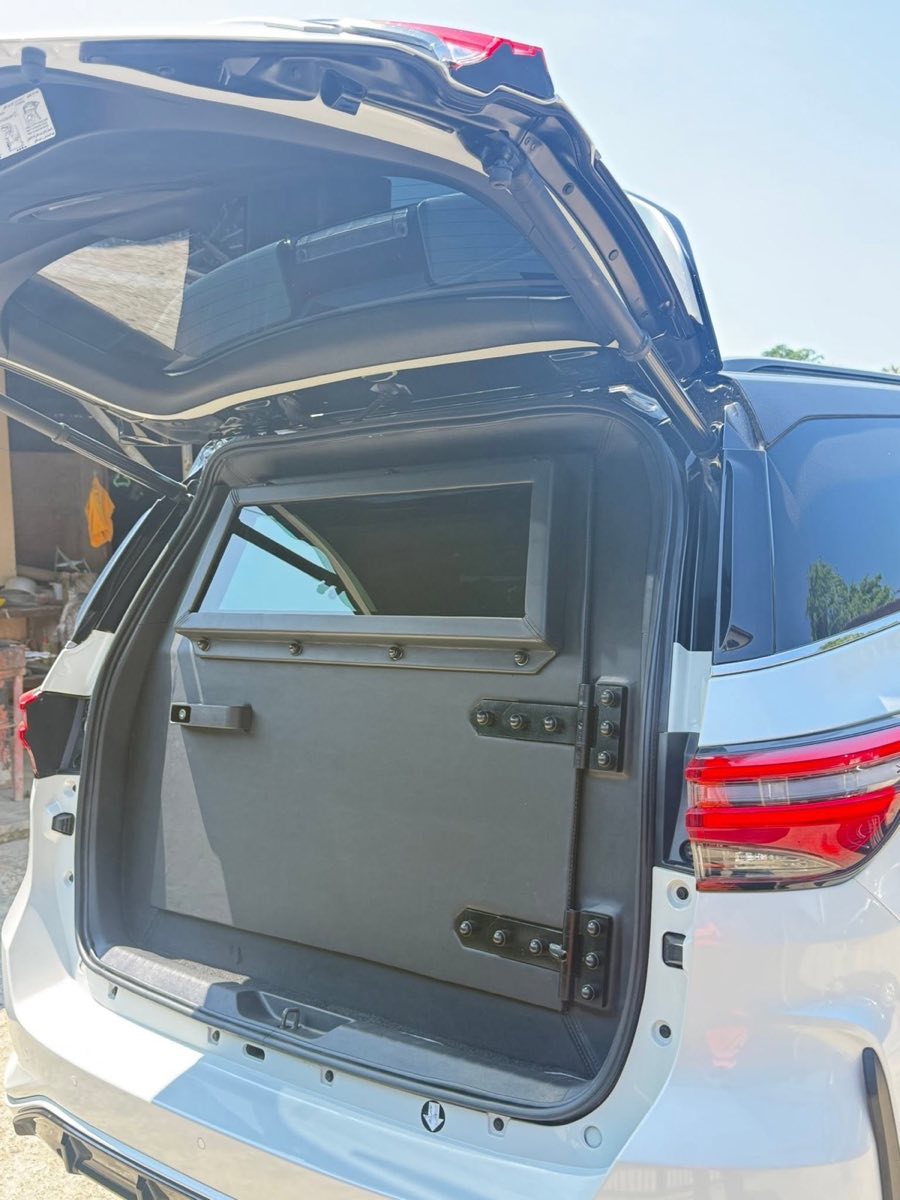 Rear view of an armored Toyota Fortuner door