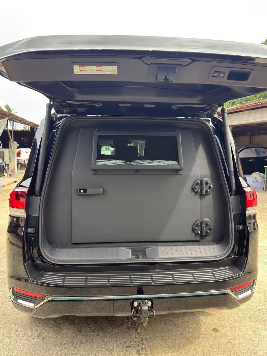 Ballistic door panel fitted to a Land Cruiser 200 before the trim is replaced